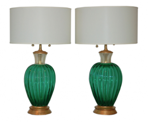 Green glass lamps