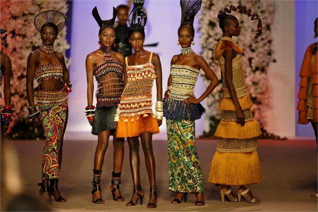 YSL African beaded dresses