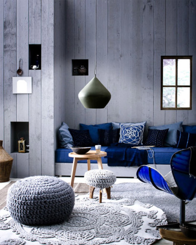 casual indigo living room