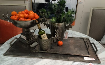 metal trays and vases charcoal