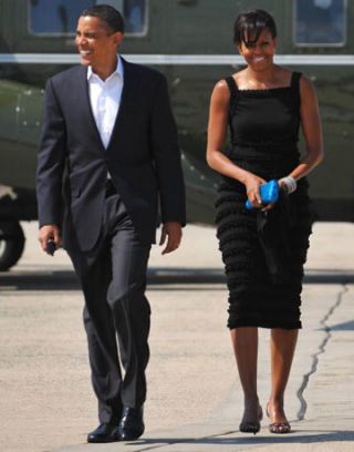 Michelle Obama in Azzedine Alaïa black dress