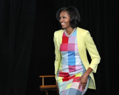 Michelle Obama in Preen colorblock dress