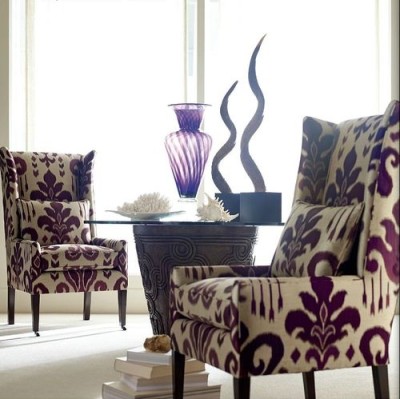 Chairs with radiant orchard and white pattern