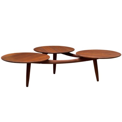Round coffee table natural wood