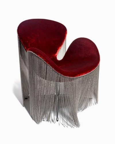 Metallic Fringe on Velvet chair by Kelly Hoppen