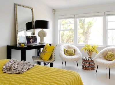 Modern yellow bedroom by Tara-Seawright