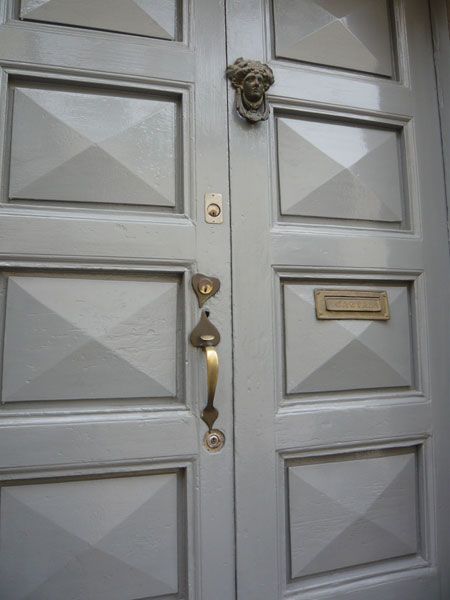 faceted gray lacquered door