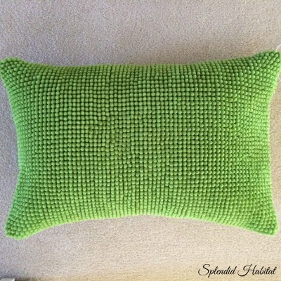 green pillow Ikea rug