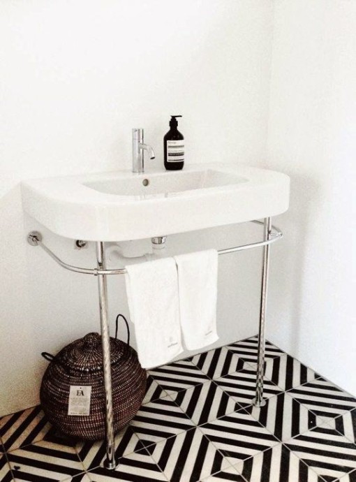Bathroom chevron tile Apartment Therapy