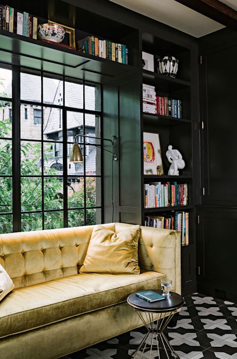 Living room - blk & Wht tiles Jessica Helgerson Interior Design
