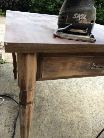 side table sanding