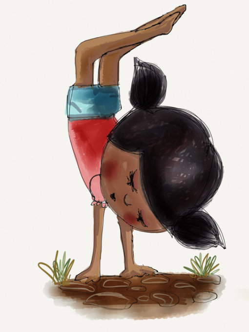 Girl doing handstand by Beatrice Ajayi