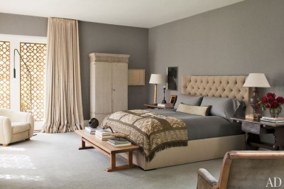 EDG bedroom with gray flannel walls by Holland & Sherry