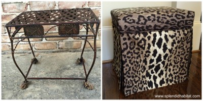 Leopard Ottoman before-after
