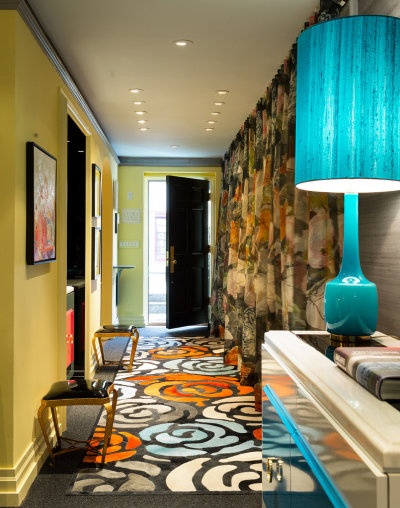 Andrew Suvalsky turquoise entry with Kyle Bunting rug