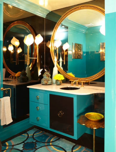 Andrew Suvalsky's Powder Room turquoise KB rug