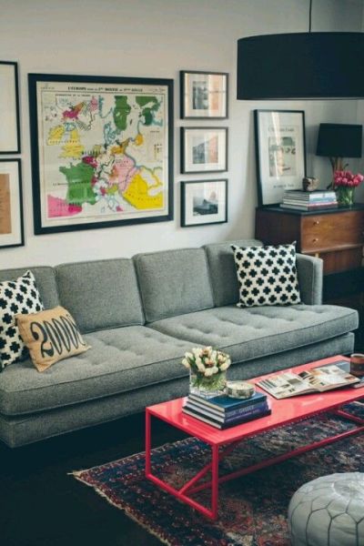 Gray & Pink living room