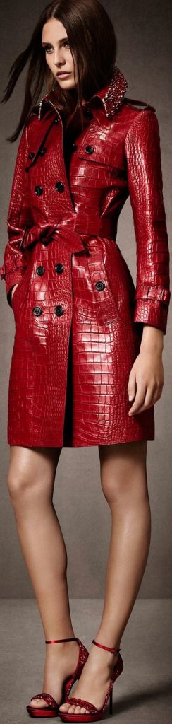 Burberry red leather trench