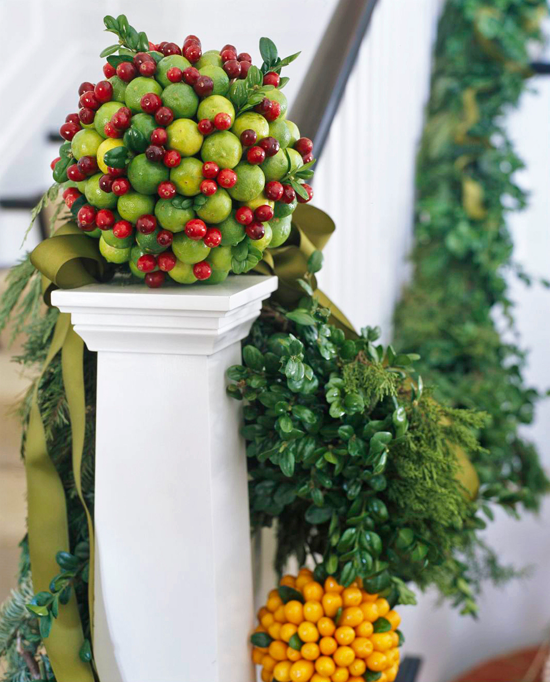 christmas decorations stairs & entry - fruit balls