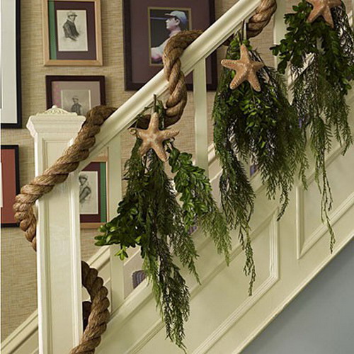 Christmas decorating ideas stairs and entry - Rope