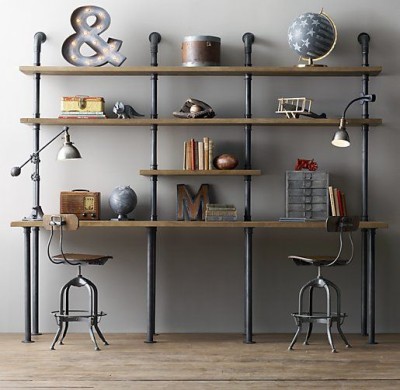 Metal pipe bookcase