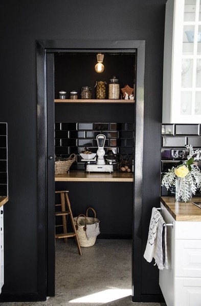 Black pantry in kitchen