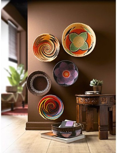 Colorful wall of baskets