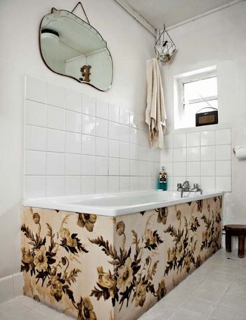 Wallpaper on bathtub