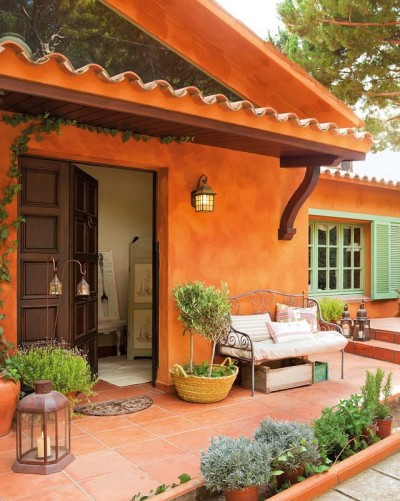 Spanish styled terrace - tangerine spring color trend