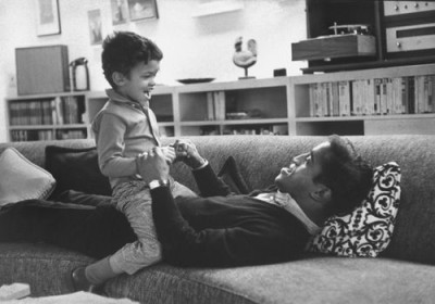 Sammy Davis Jr with son Mark at home 1956