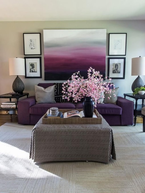 Purple living room HGTV designer Tiffany Brooks 