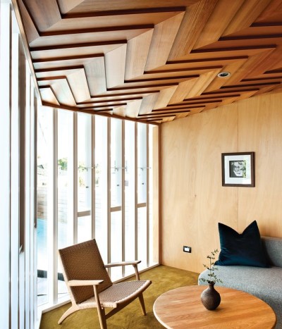 Chevron wood ceiling - Architect Michael O’Sullivan