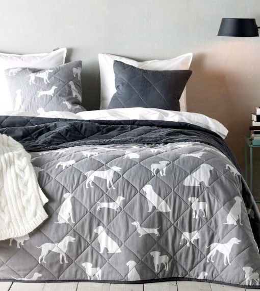 Dog fabric comforter in gray - pinterest