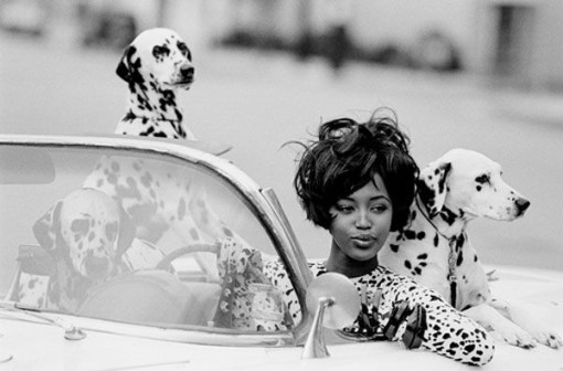Naomi Campbell with dalmation dogs
