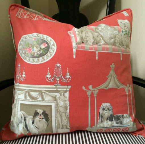 Royal dog pillow - coral