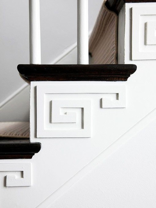 flat molding accents on staircase