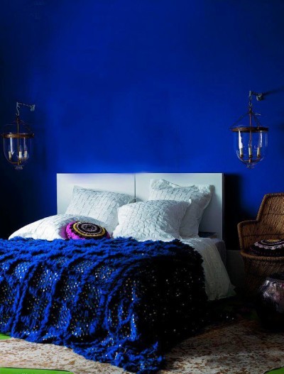 Cobalt blue dyed Mexican wedding blanket