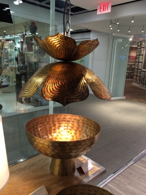 Bronze metal tulip lamp and bowl - Jamie Young