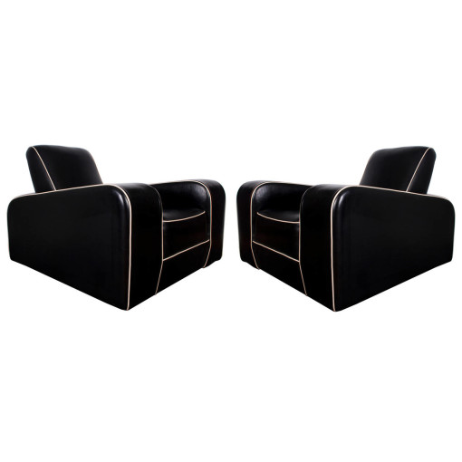 Black leather Art Deco chairs