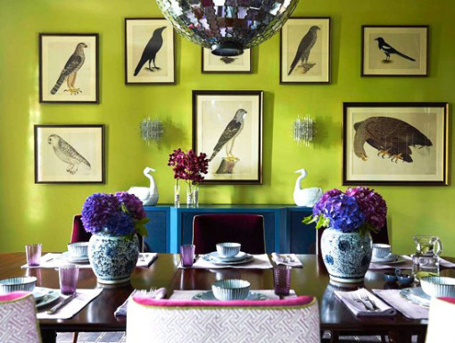 Chartreuse-accent wall