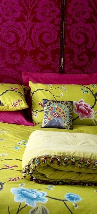 Chartreuse & hot pink bedroom
