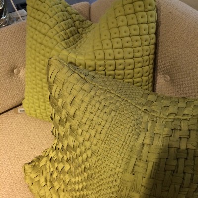 Chartreuse textured pillows