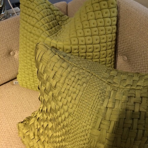 Chartreuse textured pillows