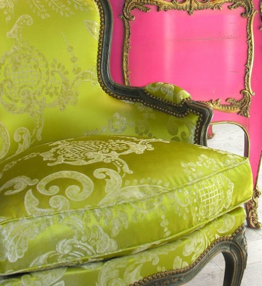chartreuse silk chair