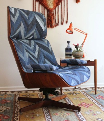 Denim midcentury lounge chair - designsponge