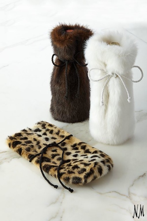 faux fur wine bags - warm & fuzzy